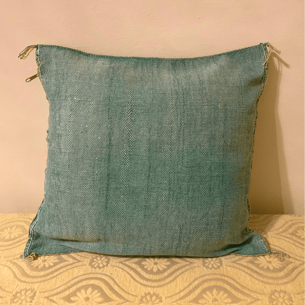 Green Moroccan cactus silk pillow