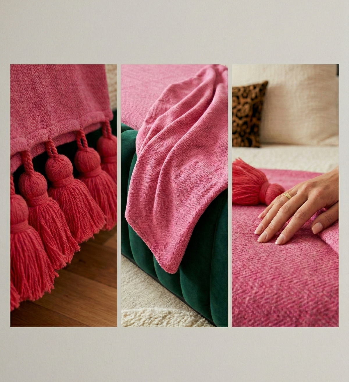 Pink Moroccan Pom Pom Throw Blanket – Pink Blanket Orange Pompoms
