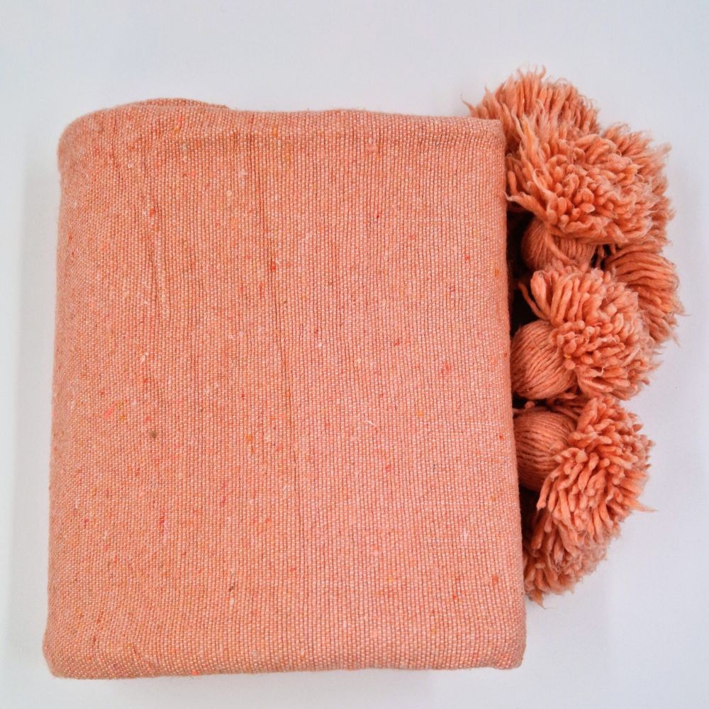 Moroccan Pompom throw blanket for sofa
