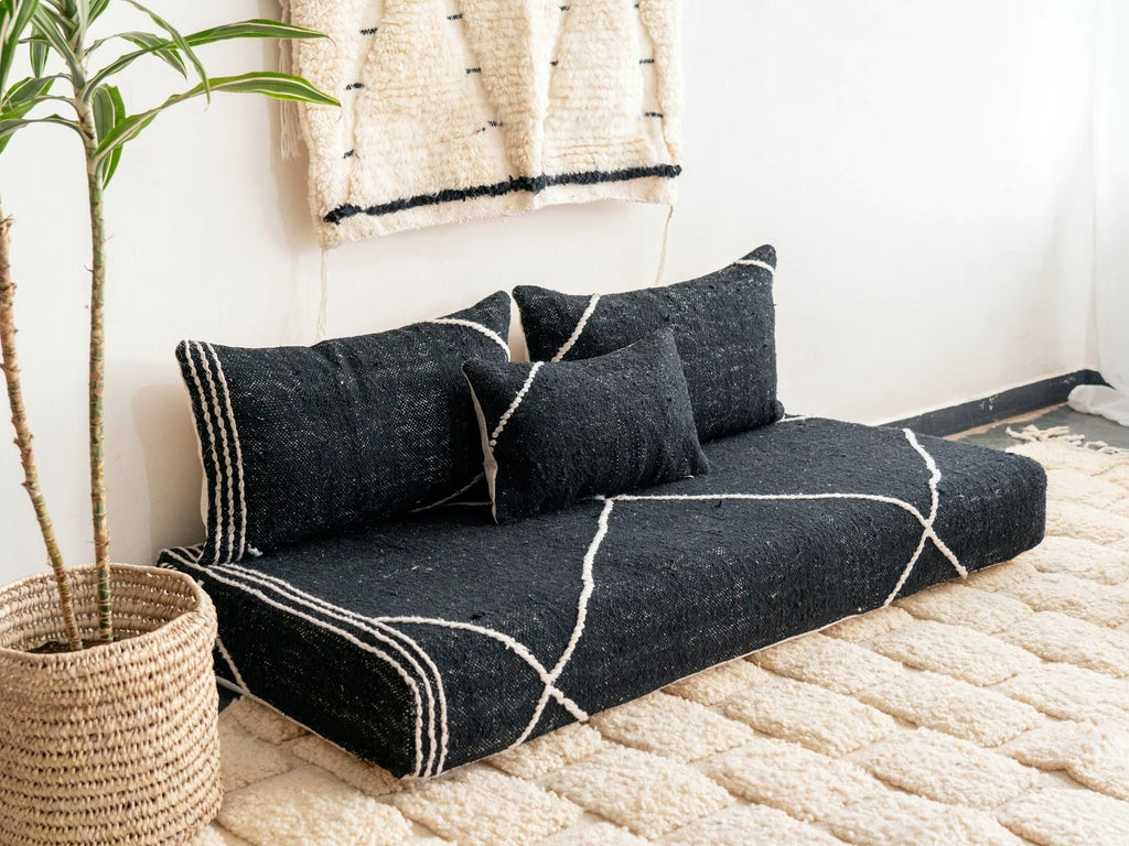 Boho Style Floor Sofa Seating Set, Living Room Sofa Set, Customized Red Floor Sofa Set, Handmade Floor Couches
