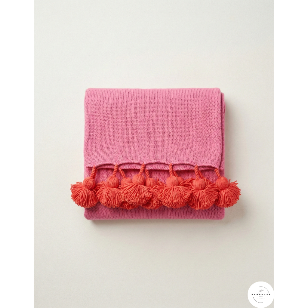 kelly order 2 Pink Moroccan pompom blanket