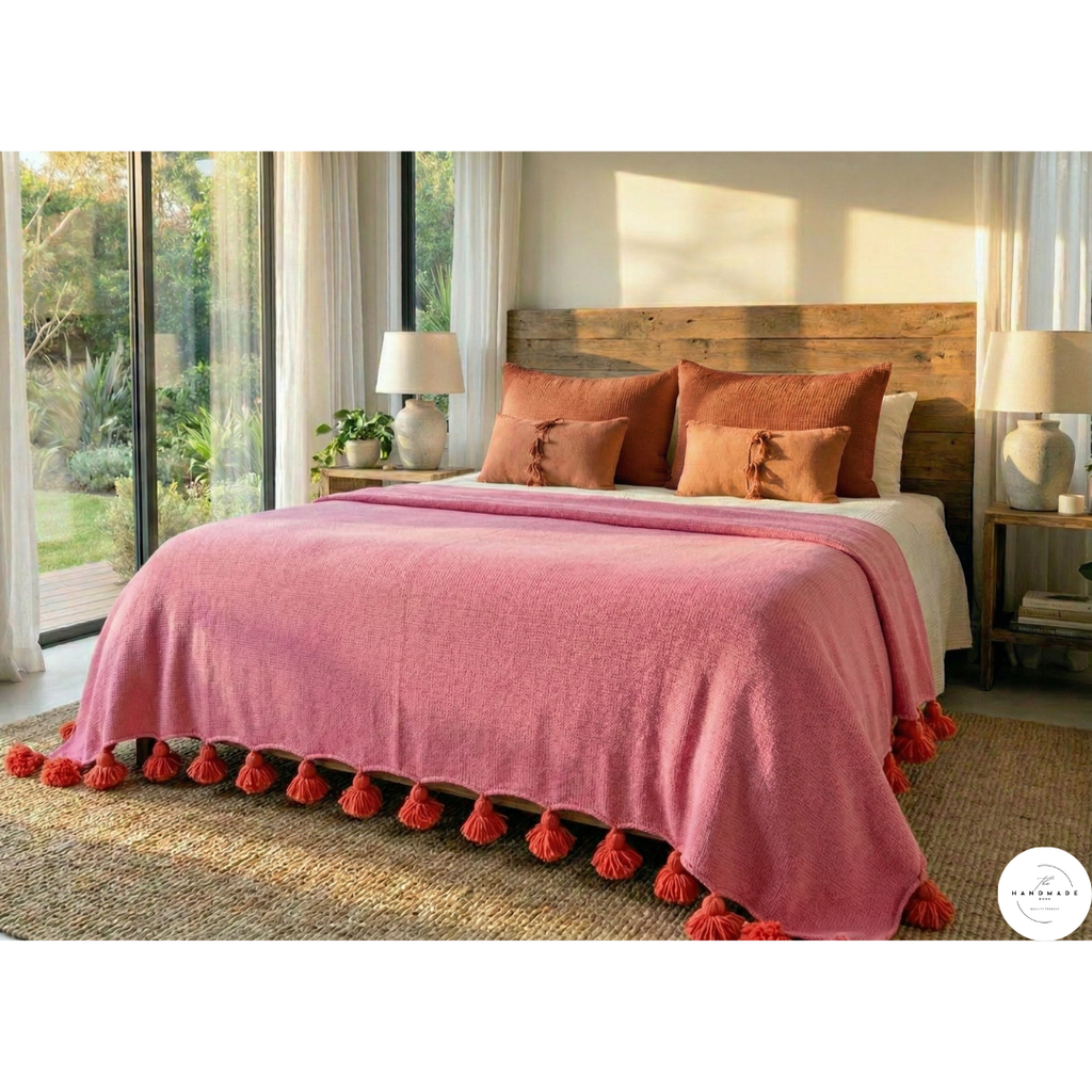 kelly order 2 Pink Moroccan pompom blanket