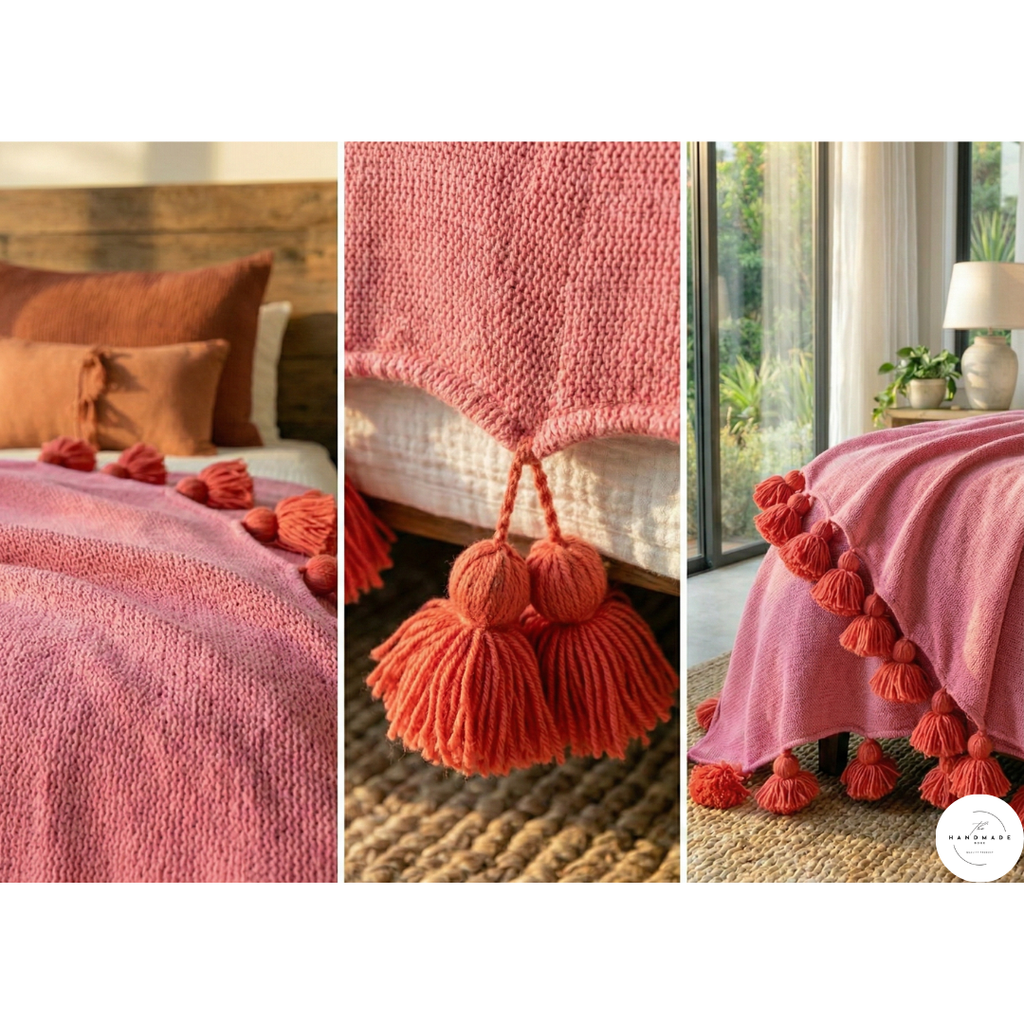kelly order 2 Pink Moroccan pompom blanket